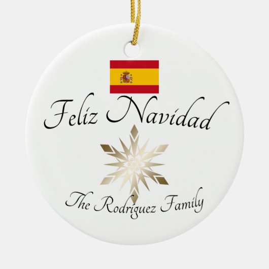 Name der spanischen Familie Feliz Navidad Spanien Keramik Ornament (Vorne)