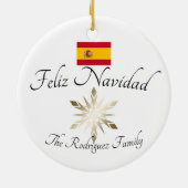 Name der spanischen Familie Feliz Navidad Spanien Keramik Ornament (Hinten)