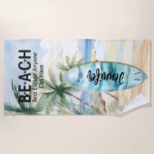 Name der Surboard-Palmen Strandtuch (Vorderseite)