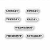 Name der Tage des Week Planner Retro Aufkleber (Vorderseite)