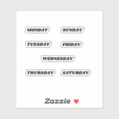Name der Tage des Week Planner Retro Aufkleber (Blatt)