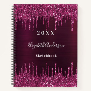 Name der Tropfen des Glitzer Sketchbook burgundy Notizblock