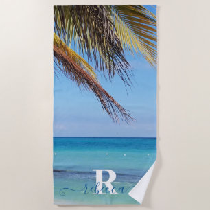 Name der Tropical Beach Palm Monogram Strandtuch