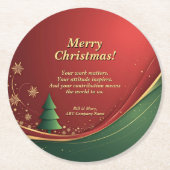 Name der Unternehmensgruppe Meldung Red Christmas  Runder Pappuntersetzer (Vorderseite)