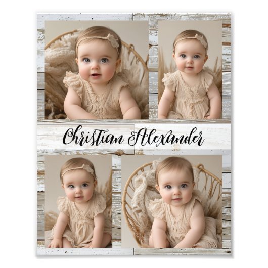 Name der Vintagen Baby-Collage Fotodruck (Vorne)