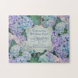 Name der Vintagen Blauen Hydrangea Floral Monogram Puzzle