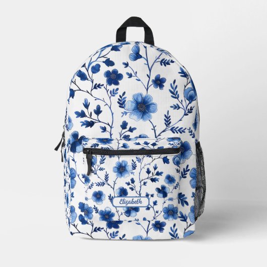 Name der Vintagen französischen Blumenmuster Bedruckter Rucksack (Vorderseite)