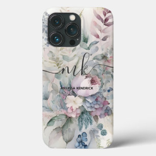 Name der Vintagen Pastel Botanische Blume Monogram Case-Mate iPhone Hülle