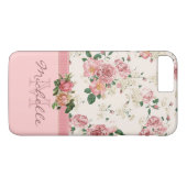 Name der Vintagen rosafarbenen Rose Monogramm Case-Mate iPhone Hülle (Rückseite (Horizontal))
