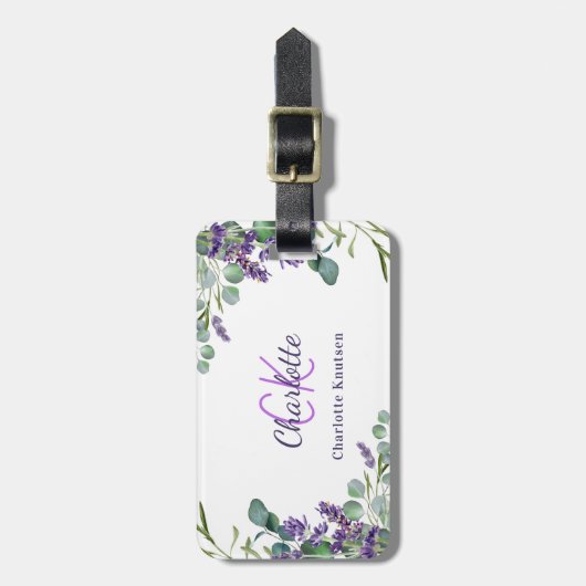 Name der violetten Blume Gepäckanhänger (Vorderseite vertikal)