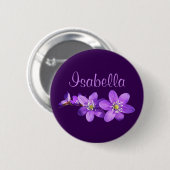 Name der violetten Hepatica-Blüten Button (Vorne & Hinten)