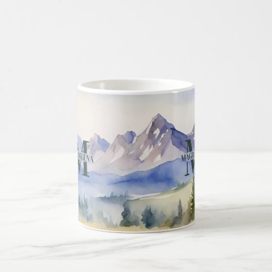 Name der Wasserfarben-Bergwelt Kaffeetasse (Mittel)