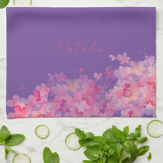 Name der Wasserfarben-Wildblume Geschirrtuch (Gefaltet)