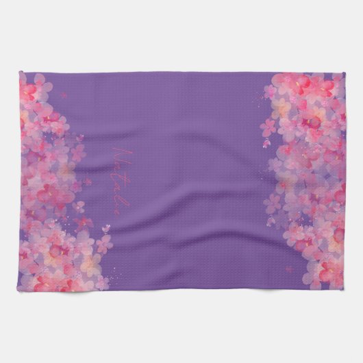 Name der Wasserfarben-Wildblume Geschirrtuch (Horizontal)