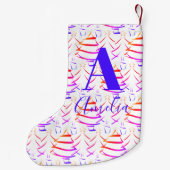 Name der Weihnachtsbaum-Bright-Monogramm Kleiner Weihnachtsstrumpf (Rückseite)