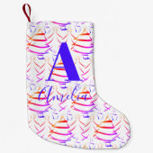 Name der Weihnachtsbaum-Bright-Monogramm Kleiner Weihnachtsstrumpf (Vorderseite)