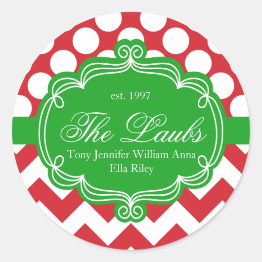 Name der Weihnachtsfamilie Runder Aufkleber (Vorderseite)