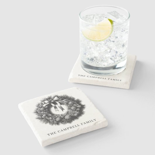 Name der Weihnachtsfrau Steinuntersetzer (Seitenansicht)