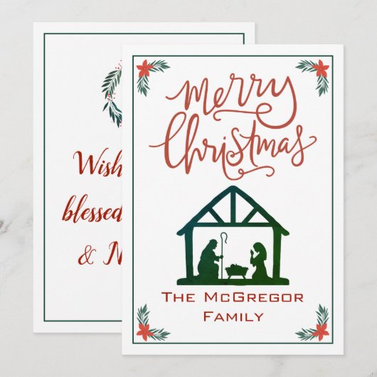 Name der Weihnachtskrippe Feiertagskarte (Vorne/Hinten)