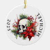 Name der Weihnachtskull-Monogramm Keramik Ornament (Vorne)