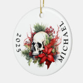 Name der Weihnachtskull-Monogramm Keramik Ornament (Links)