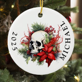 Name der Weihnachtskull-Monogramm Keramik Ornament