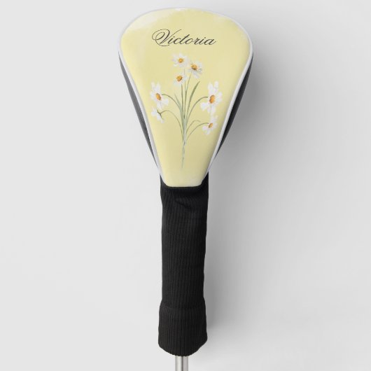 Name der weißen Daisy Yellow Floral Golf Headcover (Vorderseite)