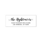 Name der Whimsical-Script-Swash-Rücksendeadresse Gummistempel (Prägung)