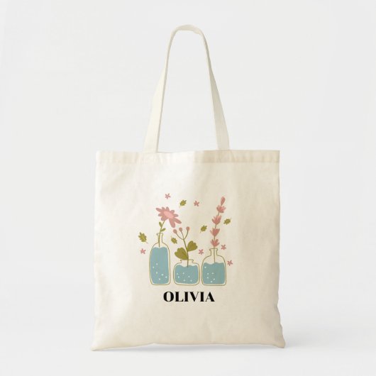 Name der Wildblume Floral Monogramm Tragetasche (Vorne)