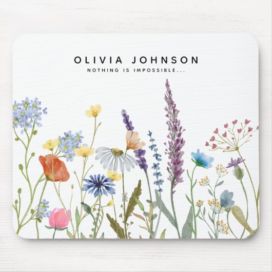Name der Wildblume für Wasserfarben Motivierend Zi Mousepad (Vorne)