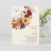 Name der Wildblume Initiale Hochzeit im Herbst Einladung (Stehend Vorderseite)