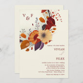 Name der Wildblume Initiale Hochzeit im Herbst Einladung (Vorne/Hinten)