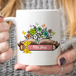 Name der Wildblume, Personalisiert Lehrerin, Gesch Kaffeetasse