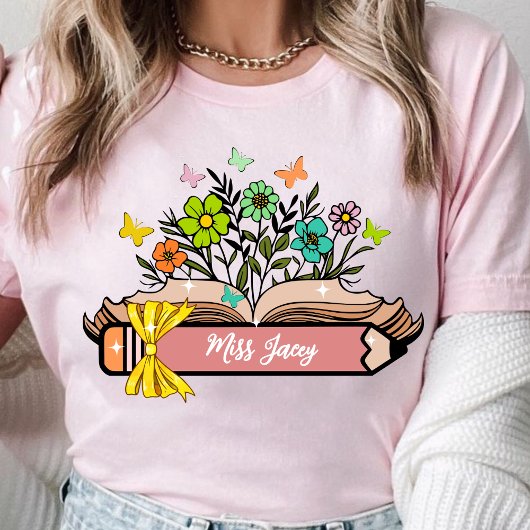 Name der Wildblume, Personalisiert Lehrerin, Gesch T-Shirt