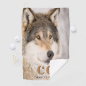 Name der Wolfskopf-Tier-Monogramm Golfhandtuch (Insitu)