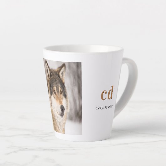 Name der Wolfskopf-Tier-Monogramm Milchtasse (Rechte Ecke)