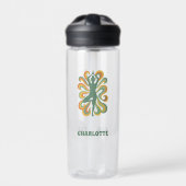 Name der Yoga-Pose-Retro-Swirls Trinkflasche (Vorderseite)