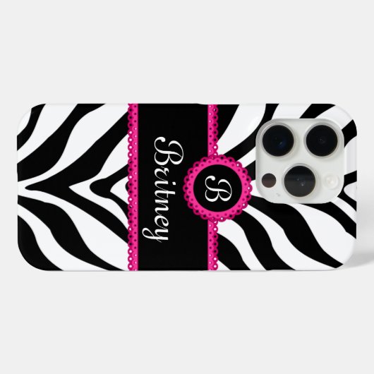 Name der Zebra Print Monogram Case-Mate iPhone Hülle (Rückseite (Horizontal))