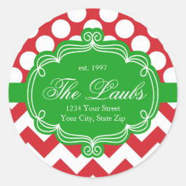 Name der Zickzack Weihnachtsfamilie Runder Aufkleber