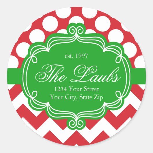Name der Zickzack Weihnachtsfamilie Runder Aufkleber (Vorderseite)