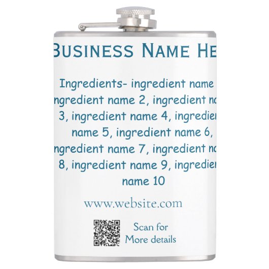 Name der Zutaten Name Firmenname Website QR-Code h Flachmann (Vorderseite)
