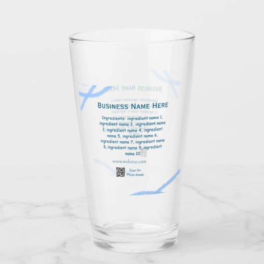 Name der Zutaten Name Firmenname Website QR-Code h Glas (Vorderseite)