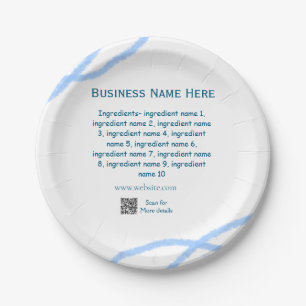 Name der Zutaten Name Firmenname Website QR-Code h Pappteller