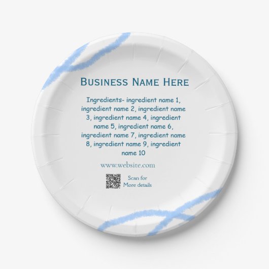 Name der Zutaten Name Firmenname Website QR-Code h Pappteller (Vorderseite)