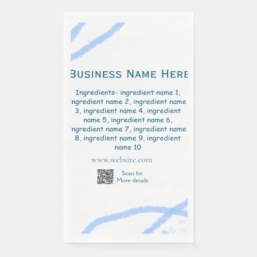 Name der Zutaten Name Firmenname Website QR-Code h Serviette (Vorderseite)