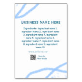 Name der Zutaten Name Firmenname Website QR-Code h Tischnummer (Rückseite)