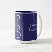 Name des Absolventen Blue PhD Zweifarbige Tasse (VorderseiteRechts)