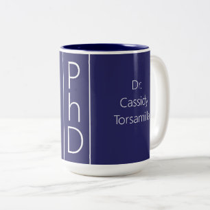 Name des Absolventen Blue PhD Zweifarbige Tasse