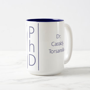 Name des Absolventen White Blue PhD Zweifarbige Tasse