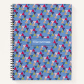 Name des abstrakten Dreieck-Musters blau Notizblock (Vorderseite)